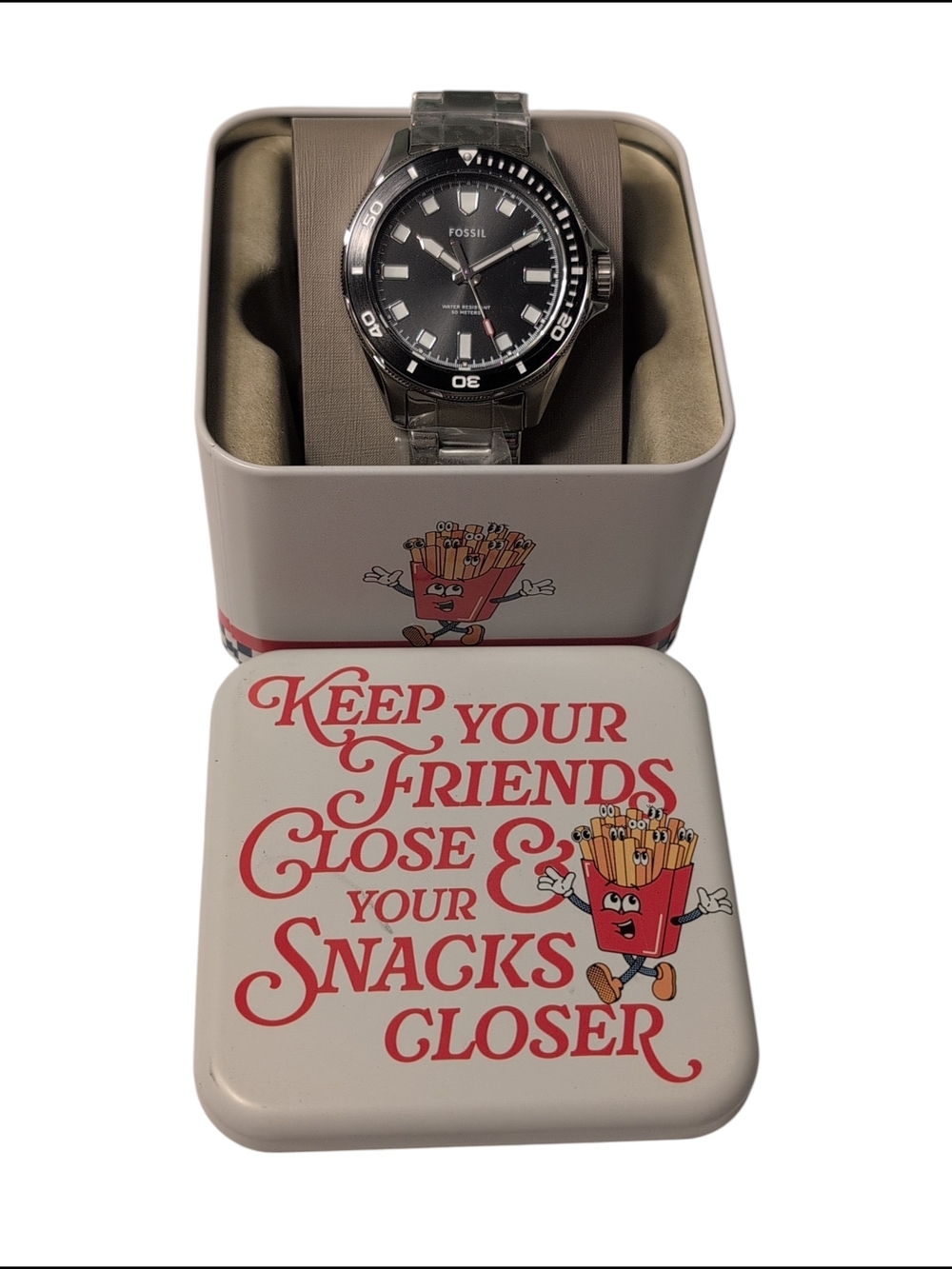 NIB $180 Fossil Men's Stainless Steel BQM2882 20mm Fry Guy Watch Water Resistant